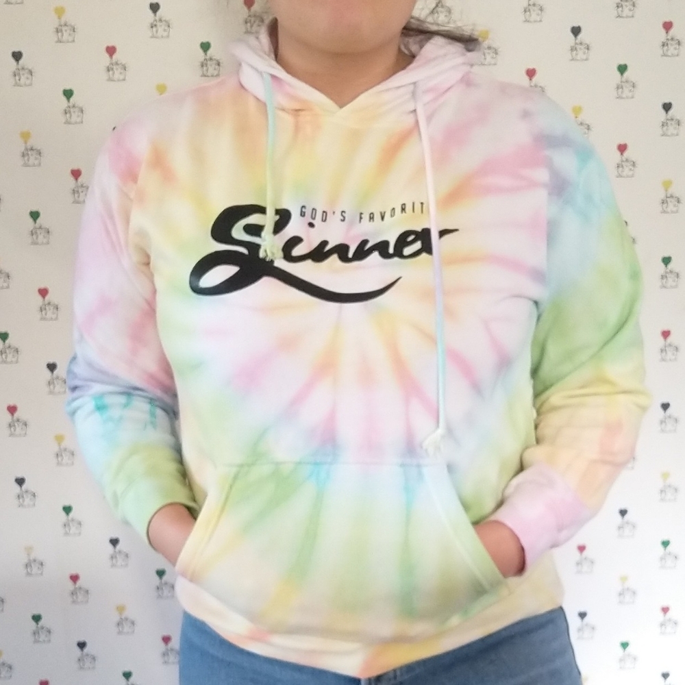 Tie-dye Pastel Hoodie With Lettering